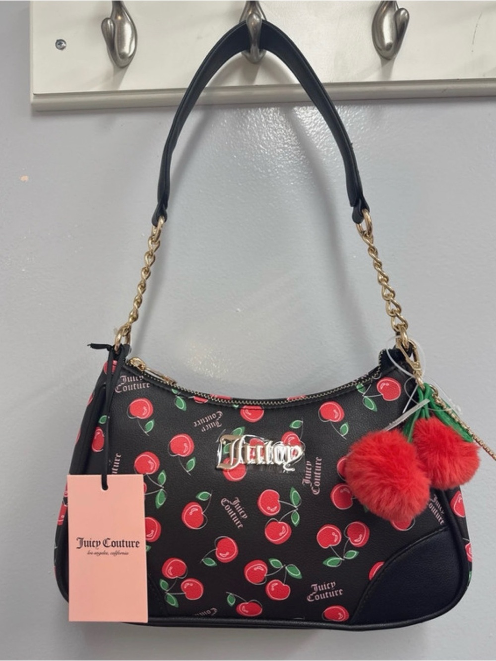Juicy Couture Cherry Girl Shoulder Bag in Black and Red
